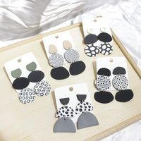 1 Pair Fashion Round Soft Clay Patchwork Women's Drop Earrings main image 2