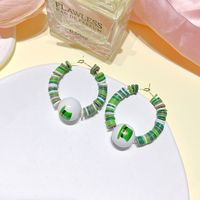 1 Pair Fashion Round Soft Clay Patchwork St. Patrick Women's Earrings sku image 1