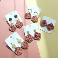 1 Pair Retro Square Patchwork Soft Clay Earrings main image 1