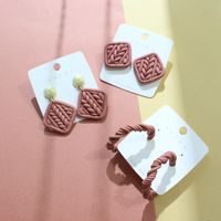 1 Pair Retro Square Patchwork Soft Clay Earrings main image 3