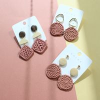 1 Pair Retro Square Patchwork Soft Clay Earrings main image 5