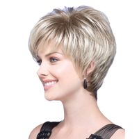 Women's Sweet Simple Style Holiday Home High Temperature Wire Centre Parting Short Straight Hair Wigs main image 4
