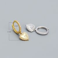 1 Pair Fashion Heart Shape Sterling Silver Inlaid Zircon Drop Earrings Earrings main image 5