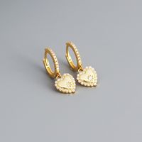 1 Pair Fashion Heart Shape Sterling Silver Inlaid Zircon Drop Earrings Earrings sku image 2