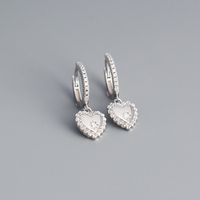 1 Pair Fashion Heart Shape Sterling Silver Inlaid Zircon Drop Earrings Earrings sku image 1
