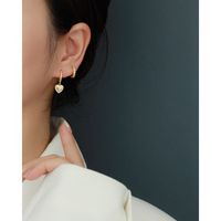 1 Pair Fashion Heart Shape Sterling Silver Inlaid Zircon Drop Earrings Earrings main image 4