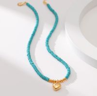 1 Piece Ethnic Style Heart Shape Turquoise Copper Plating Necklace main image 2