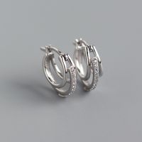 1 Paar Mode Runden Sterling Silber Eingelegter Zirkon Ohrringe sku image 1