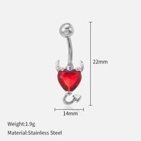 Fashion Heart Shape Stainless Steel Diamond Belly Ring sku image 1