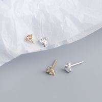 1 Pair Fashion Eye Sterling Silver Inlay Zircon Ear Studs main image 2