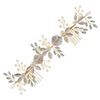 Simple Style Leaf Alloy Knitting Inlay Zircon Insert Comb 1 Piece main image 3