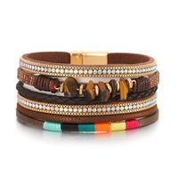 1 Piece Ethnic Style Geometric Pu Leather Gravel Women's Bangle main image 6