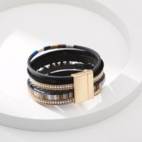 1 Piece Ethnic Style Geometric Pu Leather Gravel Women's Bangle main image 2