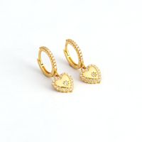 1 Pair Fashion Heart Shape Sterling Silver Inlaid Zircon Drop Earrings Earrings main image 2