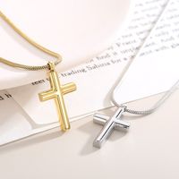 Stainless Steel 18K Gold Plated Basic Plating Cross Pendant Necklace main image 2