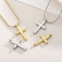 Stainless Steel 18K Gold Plated Basic Plating Cross Pendant Necklace main image 1