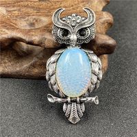 1 Piece Simple Style Owl Gem Plating Natural Stone Necklace sku image 2