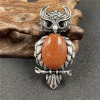 1 Piece Simple Style Owl Gem Plating Natural Stone Necklace sku image 3