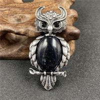 1 Piece Simple Style Owl Gem Plating Natural Stone Necklace sku image 5