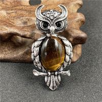 1 Piece Simple Style Owl Gem Plating Natural Stone Necklace sku image 12