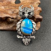 1 Piece Simple Style Owl Gem Plating Natural Stone Necklace sku image 1