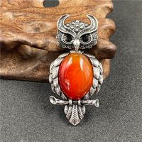1 Piece Simple Style Owl Gem Plating Natural Stone Necklace sku image 7