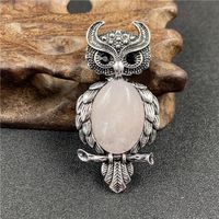 1 Piece Simple Style Owl Gem Plating Natural Stone Necklace sku image 8