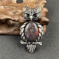 1 Piece Simple Style Owl Gem Plating Natural Stone Necklace sku image 11