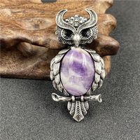 1 Piece Simple Style Owl Gem Plating Natural Stone Necklace sku image 15