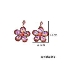 1 Paire Mode Fleur Alliage Incruster Strass Femmes Des Boucles D'oreilles main image 3