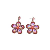 1 Paire Mode Fleur Alliage Incruster Strass Femmes Des Boucles D'oreilles main image 6