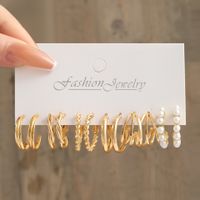 Wholesale Jewelry Ig Style Simple Style Geometric Alloy Artificial Pearls Plating Inlay Earrings sku image 4