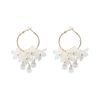 1 Pair Simple Style Flower Shell Inlay Crystal Women's Earrings main image 3