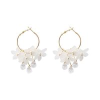 1 Paire Style Simple Fleur Coquille Incruster Cristal Femmes Des Boucles D'oreilles sku image 1