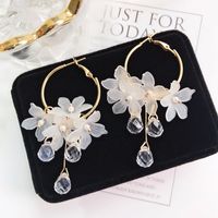 1 Paire Style Simple Fleur Coquille Incruster Cristal Femmes Des Boucles D'oreilles main image 6