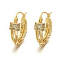 1 Pair Fashion Geometric Copper Plating Zircon Earrings main image 5