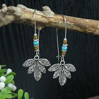 Wholesale Jewelry Bohemian Round Water Droplets Arylic Turquoise Tassel Hollow Out Inlay Drop Earrings sku image 3