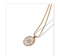 Élégant Géométrique Le Cuivre Placage Coquille Zircon Pendentif main image 2