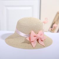 Girl's Fashion Solid Color Bow Knot Straw Hat sku image 12