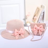 Girl's Fashion Solid Color Bow Knot Straw Hat main image 3