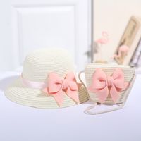 Girl's Fashion Solid Color Bow Knot Straw Hat sku image 20