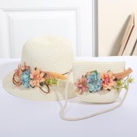 Girl's Fashion Solid Color Bow Knot Straw Hat sku image 25
