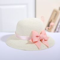 Girl's Fashion Solid Color Bow Knot Straw Hat sku image 11