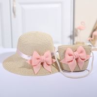 Girl's Fashion Solid Color Bow Knot Straw Hat sku image 21