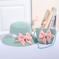 Girl's Fashion Solid Color Bow Knot Straw Hat sku image 22