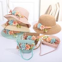 Girl's Fashion Solid Color Bow Knot Straw Hat main image 1