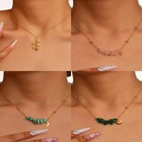 Modern Style Moon Butterfly Alloy Natural Stone Plating Women's Necklace main image 1
