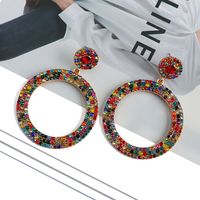 1 Pair Fashion Round Rhinestone Plating Women's Drop Earrings main image 4