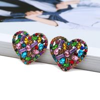 1 Pair Simple Style Heart Shape Glass Plating Women's Ear Studs main image 5