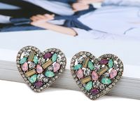 1 Pair Simple Style Heart Shape Glass Plating Women's Ear Studs main image 6